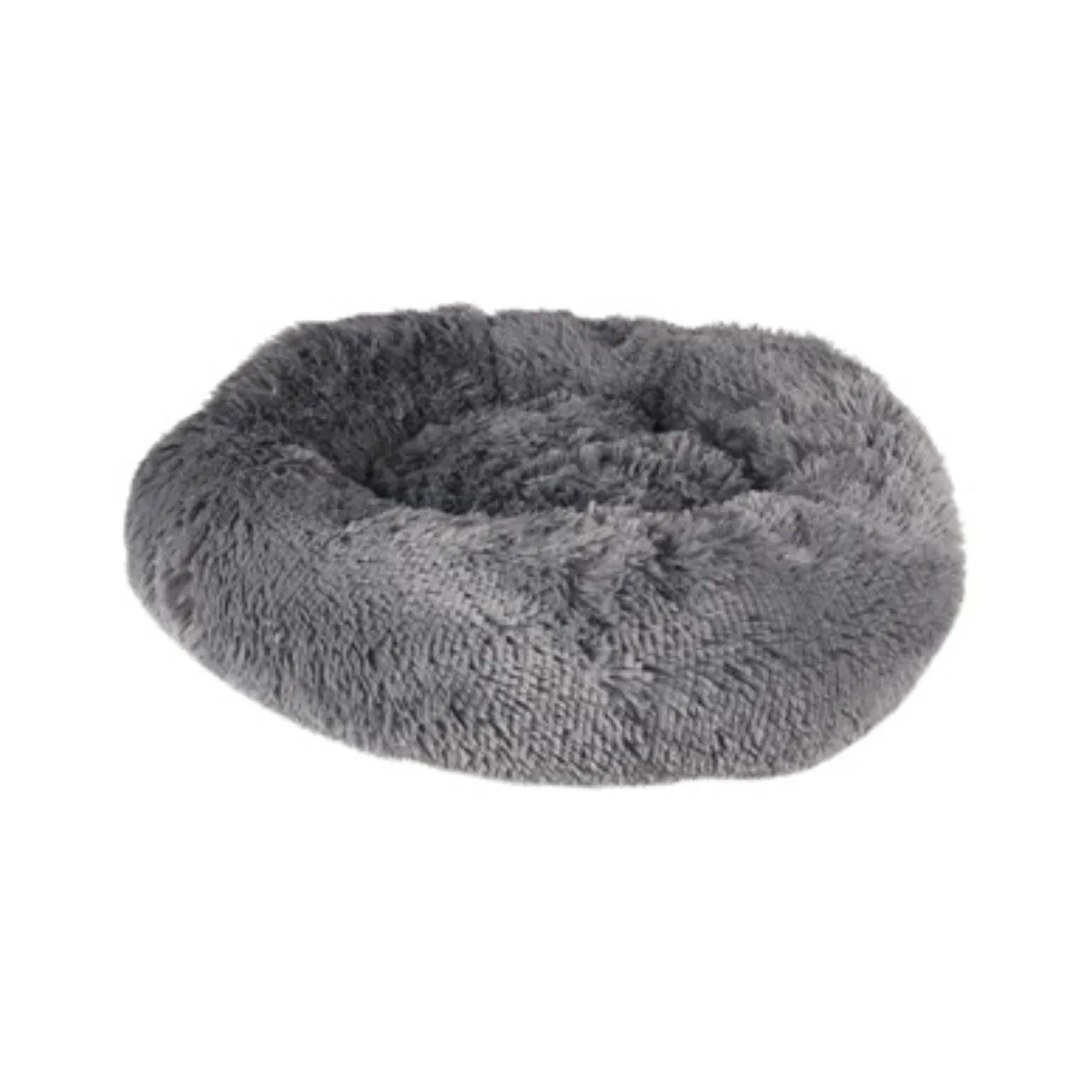 Cushion Krems fluffy rund hundeseng small grå